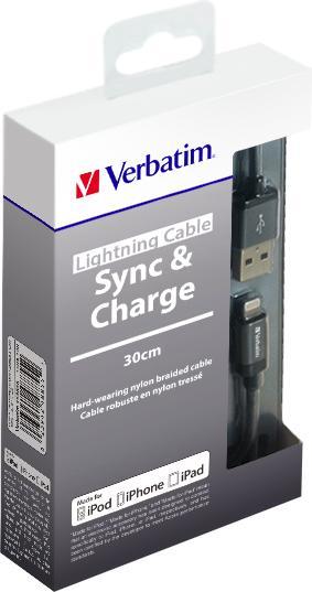 Actual product image Verbatim Lightning cable - space gray - (0.30 m, USB 2.0)