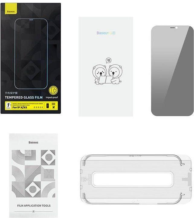 Immagine prodotto Baseus Cristallo di protezione della privacy Vetro temperato 0,3 mm per iPhone X/XS (1 Pezzo/i, Apple iPhone X)