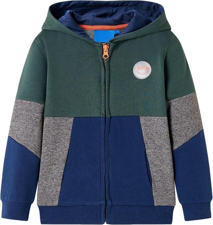 VidaXL Kinder-Kapuzenpullover mit Reissverschluss Dunkelgrün (116)