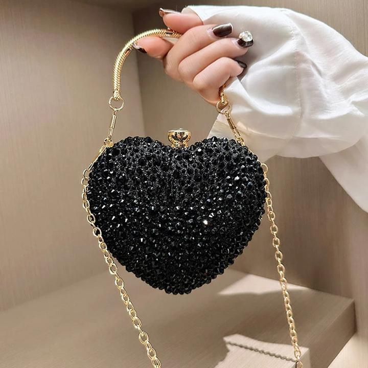Image du produit Only-Bags.Store Luxus Diamant Inlay Herzform Kristall Handtasche Steine Umhängetasche