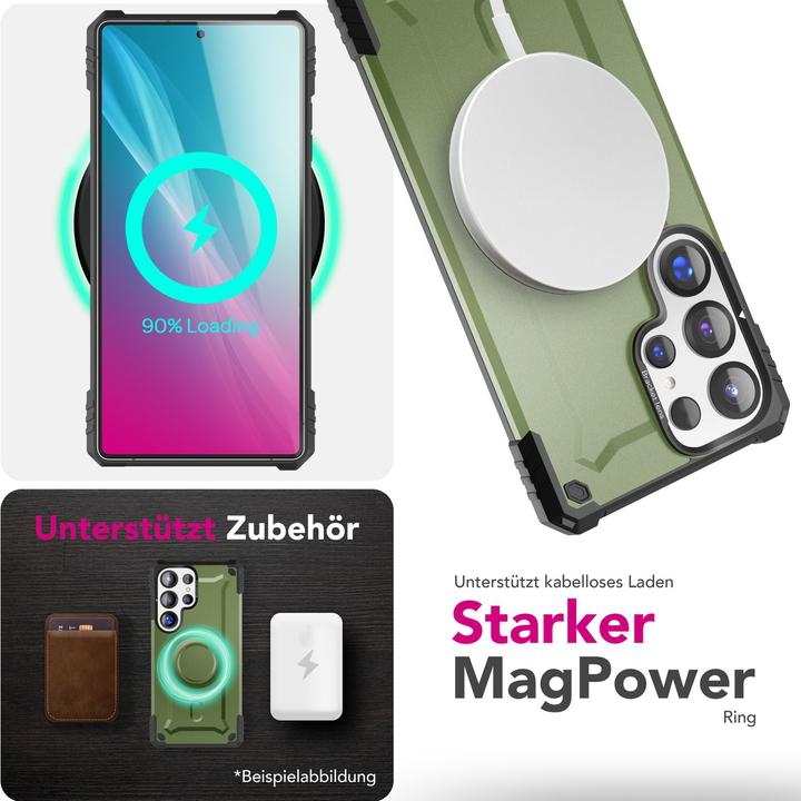 Immagine prodotto Nalia Granite - Armor Panzer Hülle mit MagSafe Ring und Ständer - Military Hardcase (Samsung Galaxy S25 Ultra)