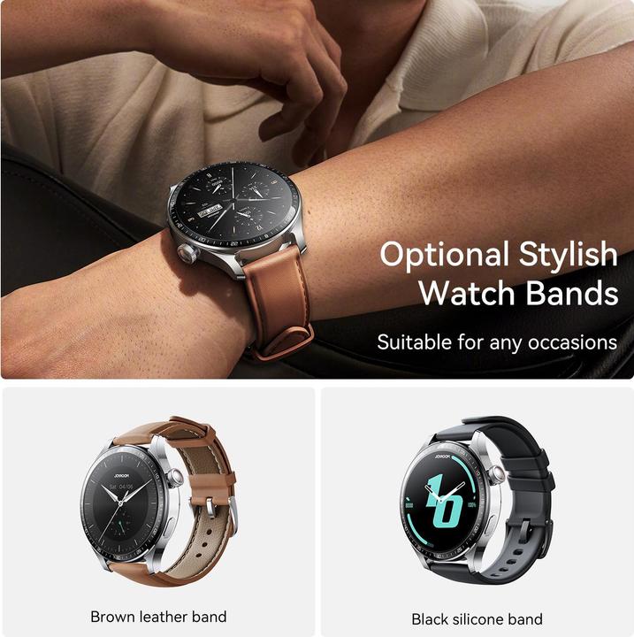 Actual product image Joyroom Classic Series JR-FC2 Pro Smart Watch (Answer/Make Call)-Moonlight Silver (227 mm)