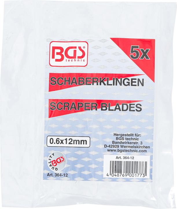 Image du produit BGS Lames de grattoir de rechange pour art. 364 0,6 x 12 mm 5 pièces (0.60 mm)