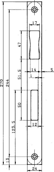 Produktbild BKS Schliessblech B 9000 Edelstahl Breite 24 x Länge 270 mm käntig DIN links / rechts flach (Schliessblech)