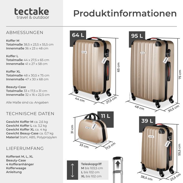 Actual product image tectake Cleo 4-piece with luggage scale (95 l, L (90 - 115l))