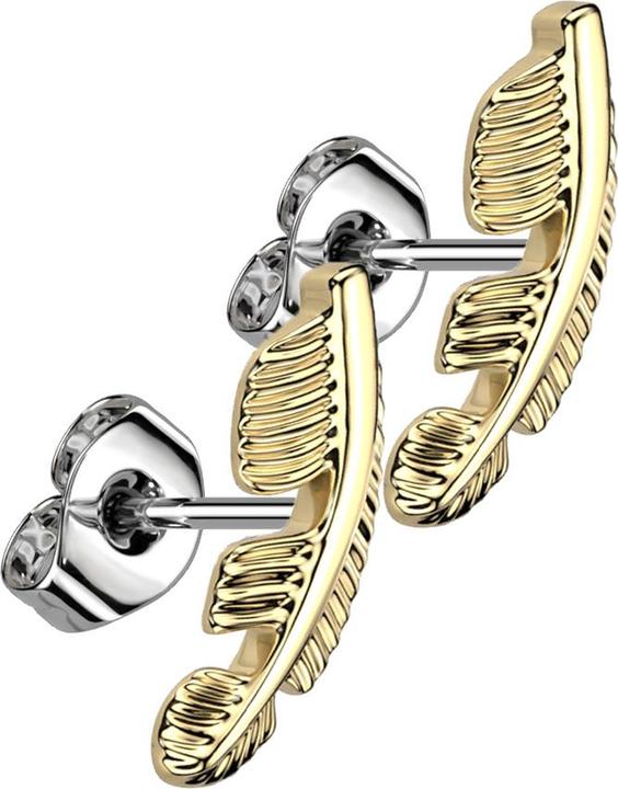 Image du produit Star Piercing Boucles d'oreilles plumes dorées (sans laiton, Acier chirurgical 316L)