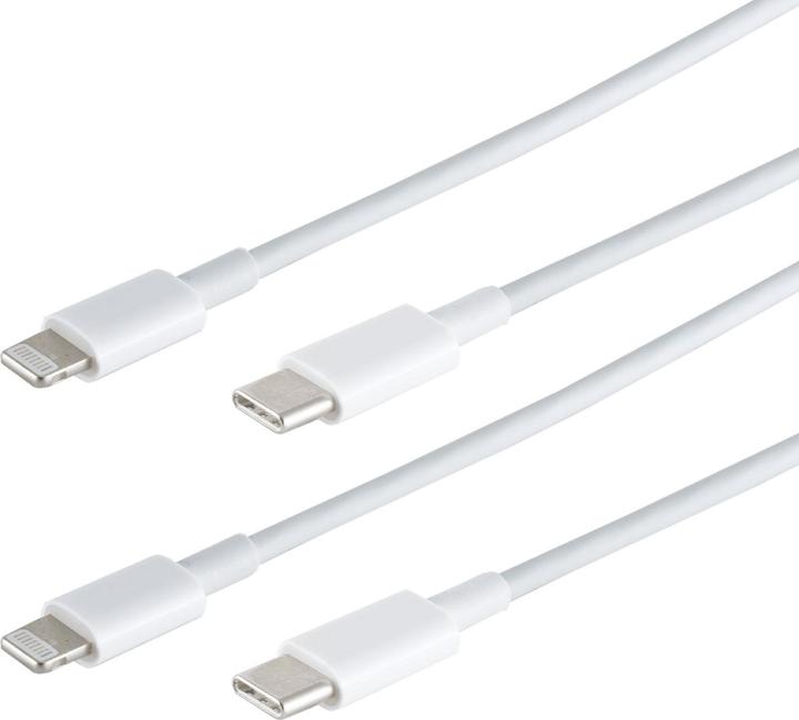 Produktbild S-Impuls 2er-Set Schnellladekabel USB-C auf Lightning, weiss, 0,5 m (0.50 m, USB 3.2 Gen 1)
