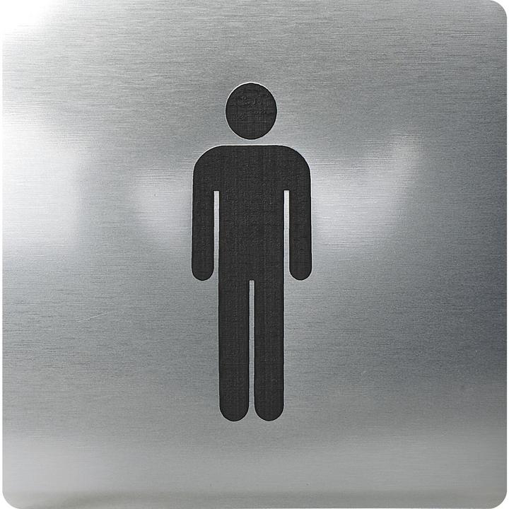 Actual product image Vasalat WC symbol man self-adhesive, 100 x 100 mm, plastic stainless steel effect