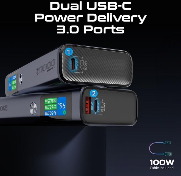 Productafbeelding ProMate Titan-130 Powerbank 20000mAh (20000 mAh, 130 W, 72 Wh)