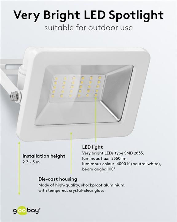 Immagine prodotto Goobay Faretto da esterno a LED, 50 W (4260 lm, IP65)