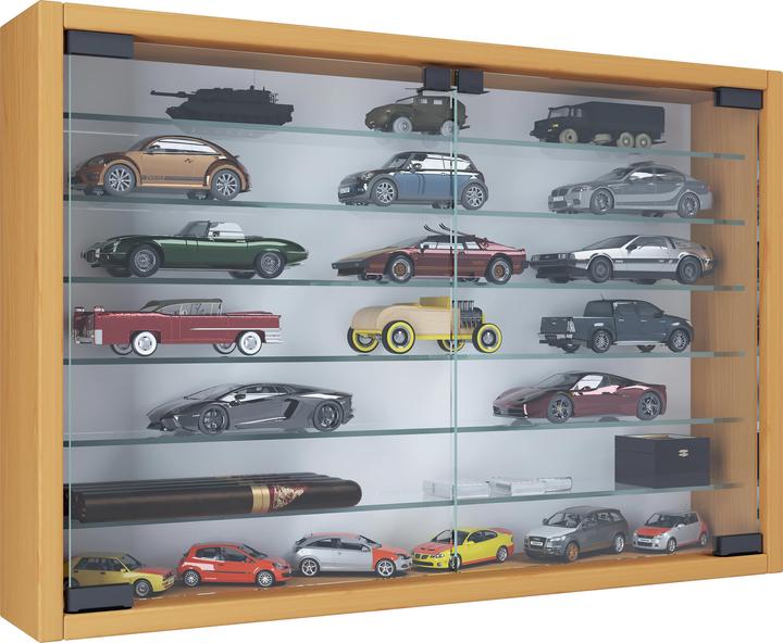 Produktbild VCM Holz Glas Hängevitrine Wandvitrine Sammel Deko Sammler Vitrine Mandosa XL (60 x 10 x 40 cm)