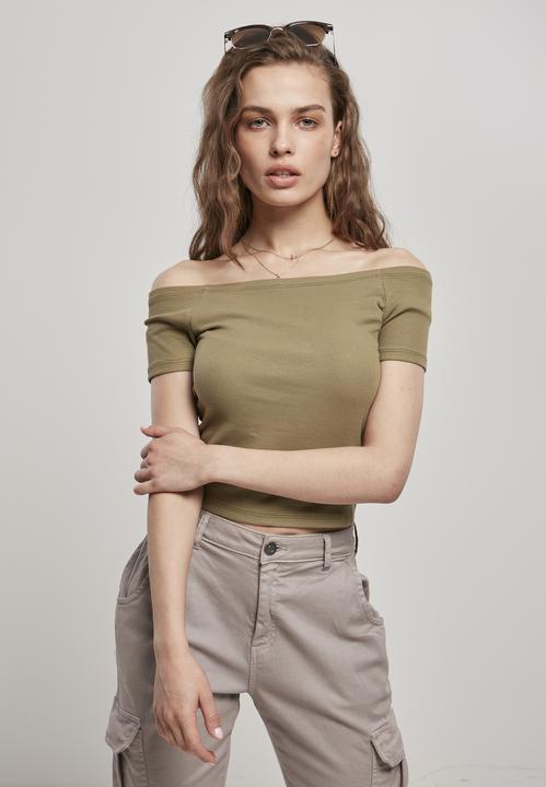 Actual product image Urban Classics Ladies Off Shoulder Rib Tee (L)