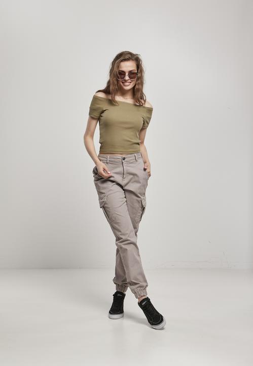 Actual product image Urban Classics Ladies Off Shoulder Rib Tee (L)