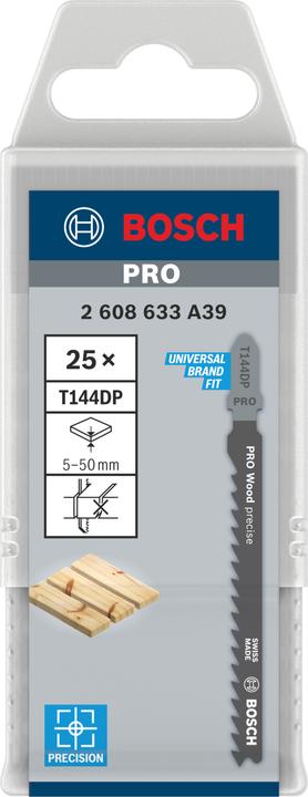 Immagine prodotto Bosch Professional Zubehör Lama per seghetto alternativo PRO Wood precise T144DP, 100 mm, 25 pezzi.