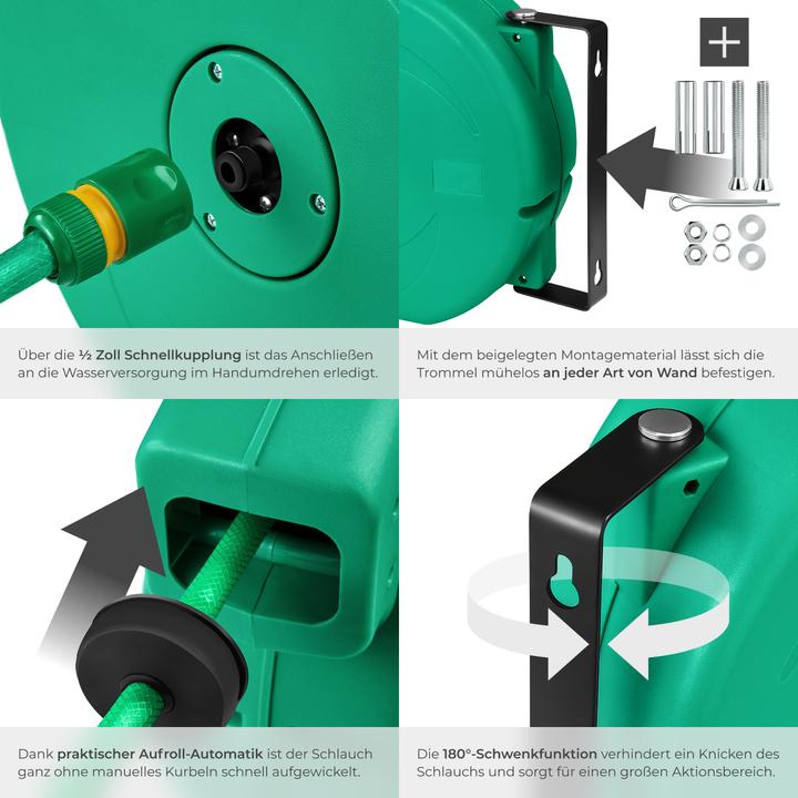 Image du produit tectake Enrouleur de Tuyau de Jardin (20 m)