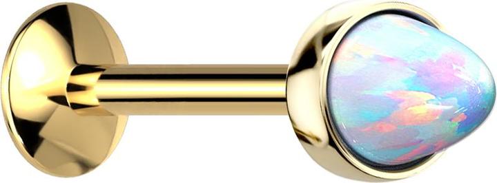 Immagine prodotto Star Piercing Micro Labret filo interno placcato oro cono opale bianco (senza ottone, Acciaio chirurgico 316L)