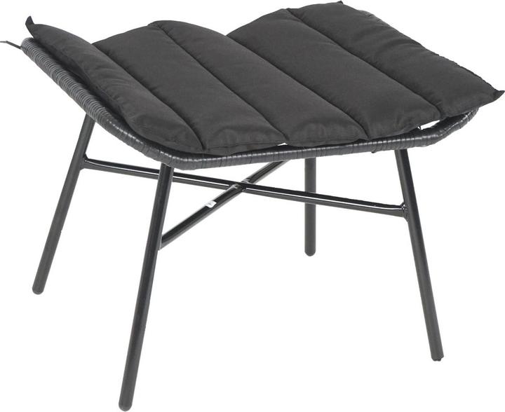 Produktbild Swisshandel24 Poly-Rattan Set, Balkon-Set Gartengarnitur Sitzgruppe Stuhl+Hocker anthrazit, Kissen anthrazit