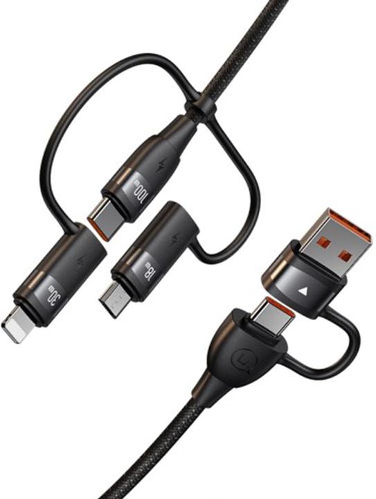 Actual product image Usams US-SJ645 U85 PD100W A+C to C+L+M 6in1 Fast Charging Cable 1.2m (1.20 m, USB 3.2 Gen 1)