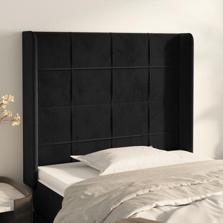 Actual product image VidaXL Kopfteil mit Ohren Schwarz 103x16x118/128 cm Samt,Farbe (103 x 16 x 128 cm)