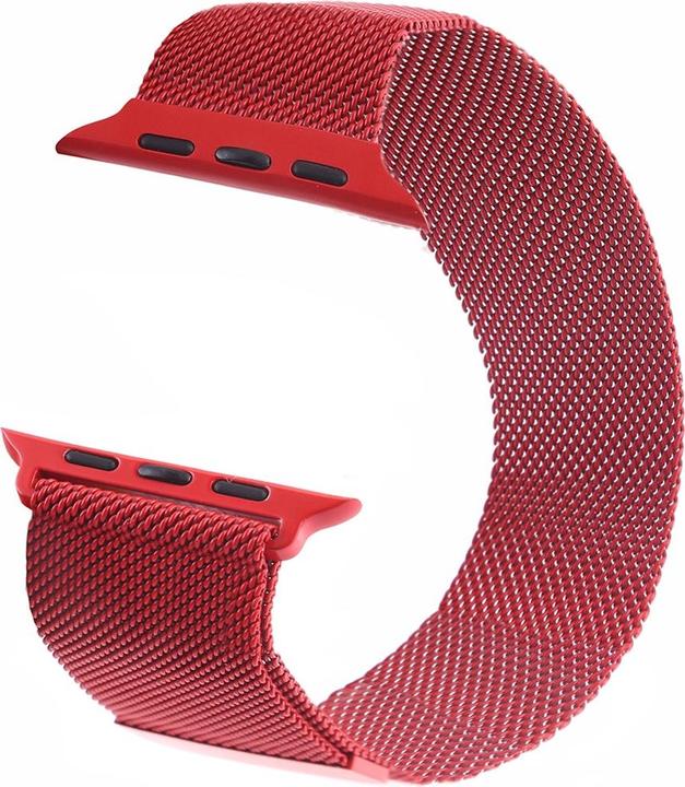 Actual product image Cover-Discount Apple Watch 42 / 44mm - Milanaise stainless steel bracelet red (42 mm, 44 mm, Stainless steel)