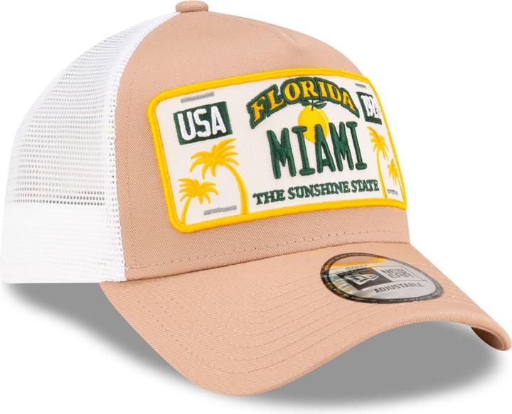 Produktbild New Era Adjustable A-Frame Trucker Cap - FLORIDA MIAMI beige