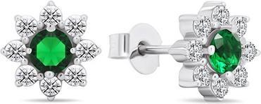 Brilio Silver - Decent silver earrings with cubic zirconia Flowers EA577WG