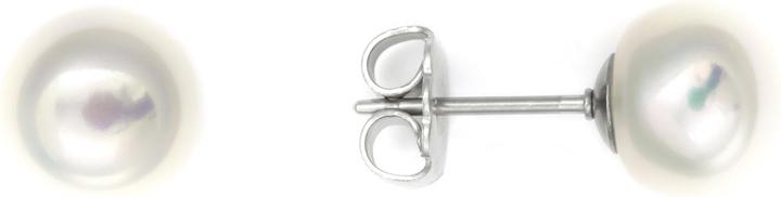 Actual product image Heideman Pearl stud earrings 8mm silver color polished (100% stainless steel)