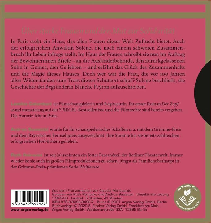 Produktbild Das Haus der Frauen (Andrea Sawatzki, Laetitia Colombani, Claudia Marquardt, Ruth Reinecke, Deutsch)