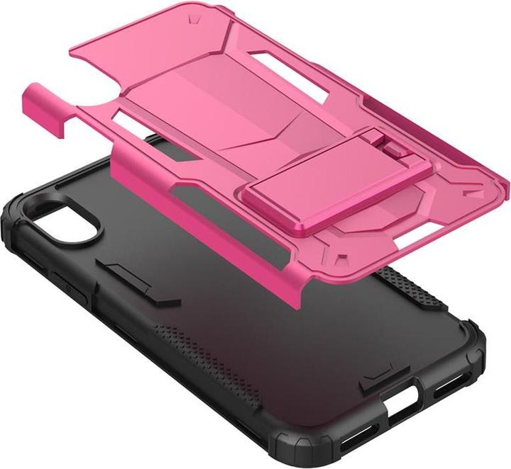Image du produit Zizo Hybrid Transformer Cover - Étui blindé pour iPhone X avec support (Rose chaud/Noir) (Apple iPhone X)