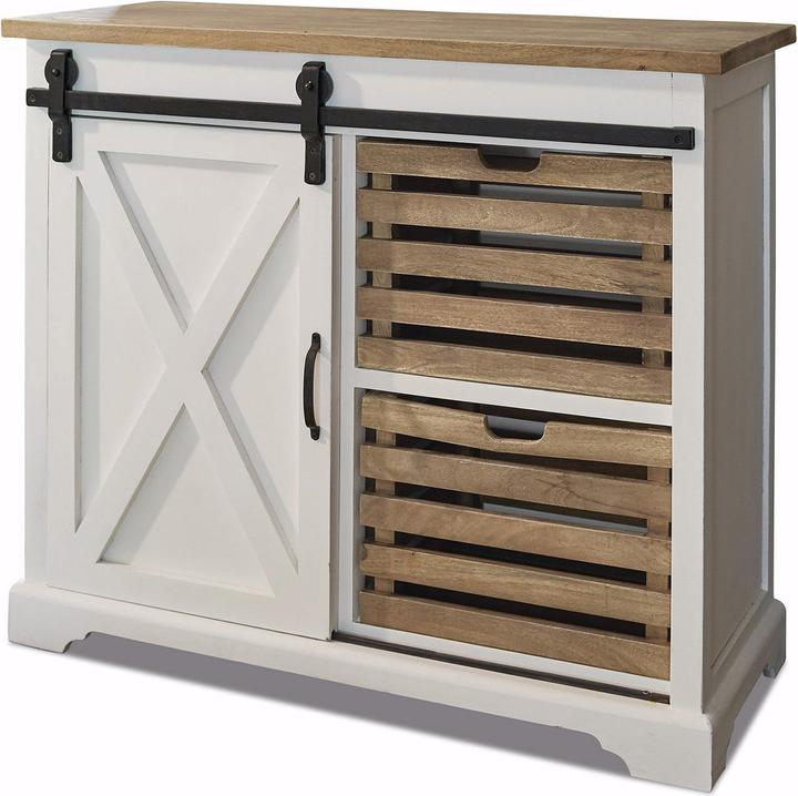 Produktbild Loberon Kommode Bastid weiss/braun (100 x 40 x 85 cm)