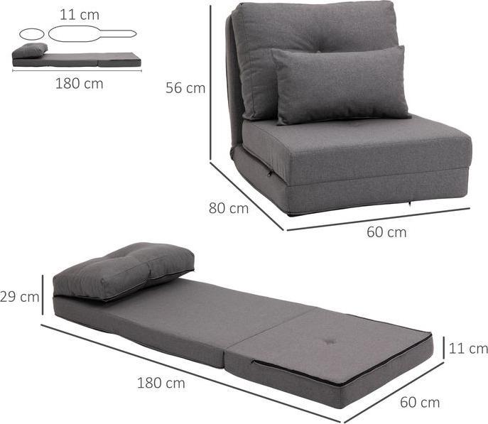 Produktbild Swisshandel24 Bodensessel 2in1 Klappbett, verstellbare Rückenlehne, Zierkissen, Leinen