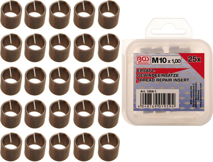 Produktbild BGS Ersatz-Gewindeeinsätze M10 x 1,0 mm 25-tlg.