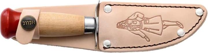 Actual product image Helle Belt knife SPEIDER 04P, stainless, 12C27 steel, finger guard, birch wood, leather sheath with p (9 cm)