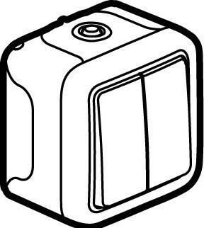 Actual product image Legrand Plexo55 Rocker switch double change damp-proof surface-mounted grey 069715