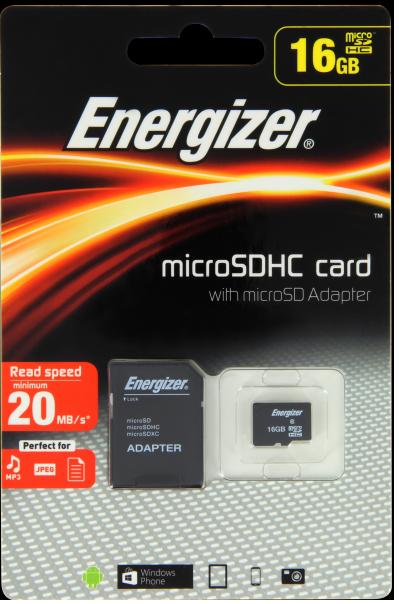 Energizer Classic 16GB Micro SDHC with Adapter Minimum 20 MB/sec (16 GB, microSDHC)