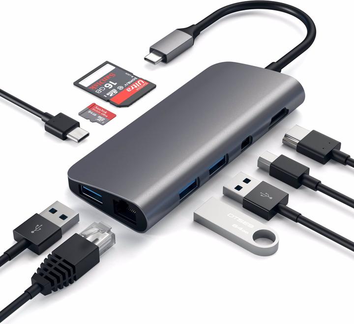 Actual product image Satechi Multimedia Adapter (USB-C, 9 Ports)