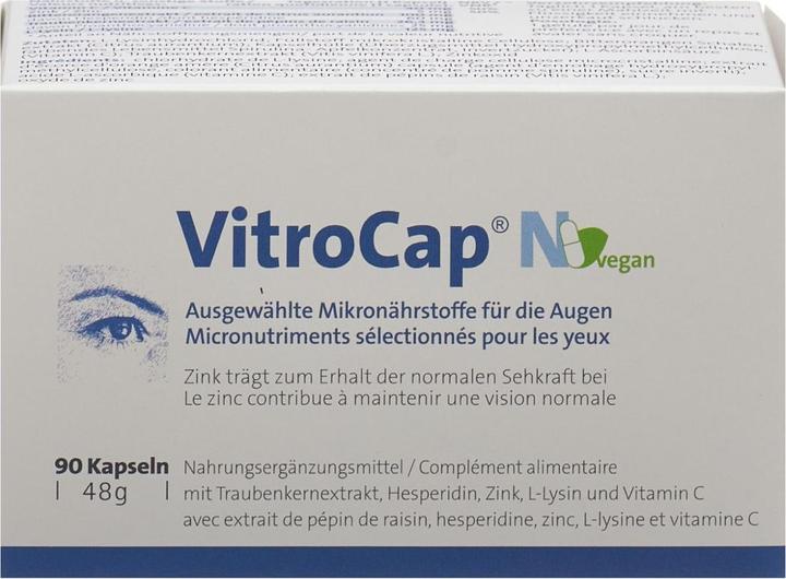 Valeurs nutritives et ingrédients Vitrocap N caps (90 pièce(s), Capsules, 48 g)