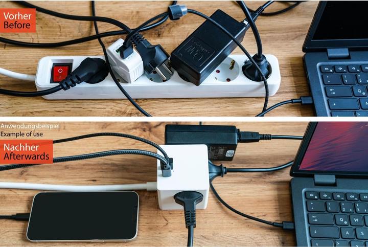 Produktbild Kabelmeister Steckdosenwürfel 3-fach USB-C USB-A, weiss, 3m (3 x, USB-A, USB-C, 3 m)