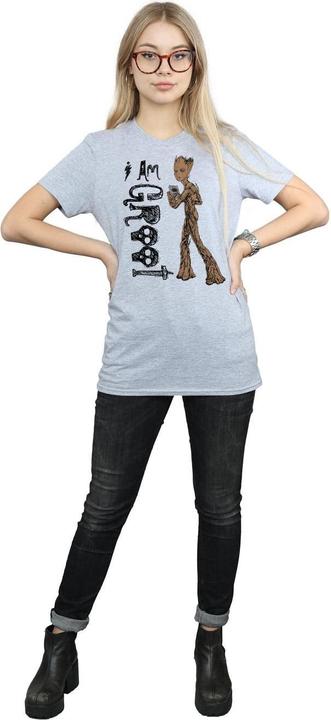 Actual product image Womens/Ladies Avengers Infinity War I Am Teenage Groot Cotton Boyfriend T-Shirt (3XL)