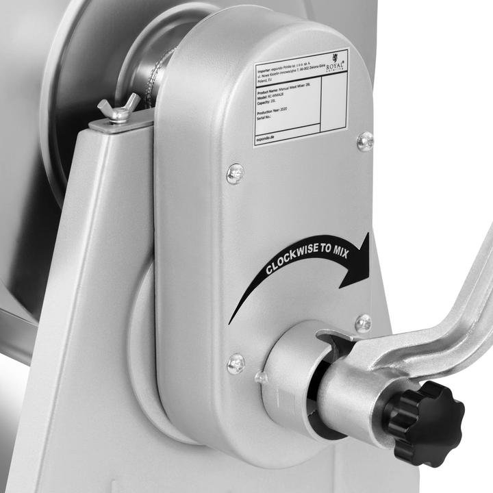 Produktbild Royal Catering Fleischmischer Kurbel manuell 28 L Fleischmenger Edelstahl Marinator Deckel