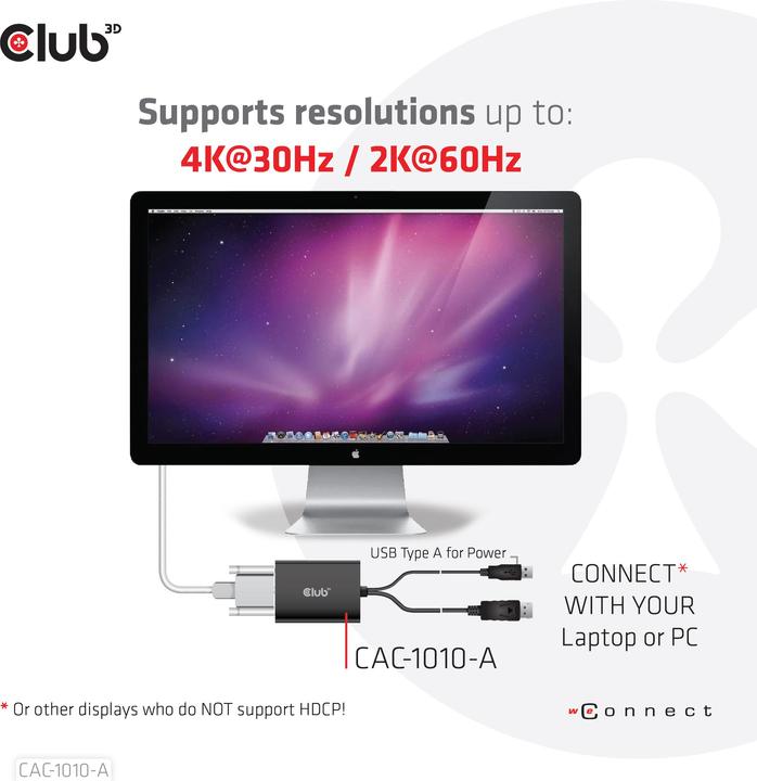 Immagine prodotto Club 3D Da DisplayPort a DVI-D Dual Link HDCP OFF (DVI, 60 cm)