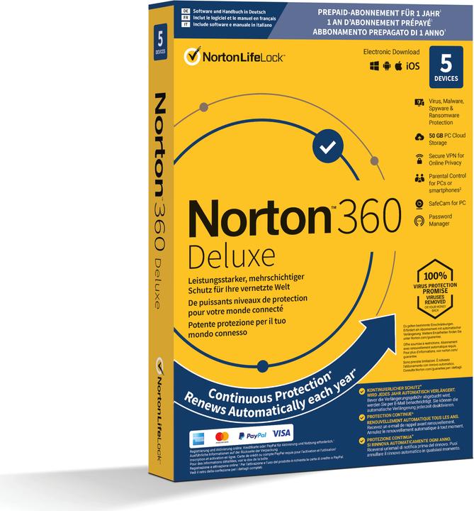 Produktbild Norton 360 Deluxe (5 User, 12 Monate)