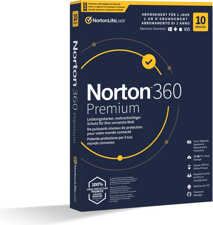 Produktbild Norton 360 Premium (10 User, 12 Monate)