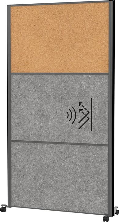 Maul Acoustic partition wall MAULcocoon 9605189 dark grey, brown 100.0 x 182.0 cm with castors