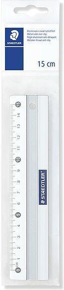 Produktbild Staedtler Metall-Lineal, aus Aluminium, 150 mm lang Millimeter-Skalierung, geprägte Teilung, Tuschekante (15 cm)