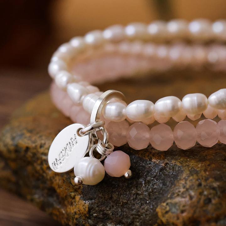 Andreani Armband aus echten Süsswasserperlen mit Glas (8 cm, Glas)
