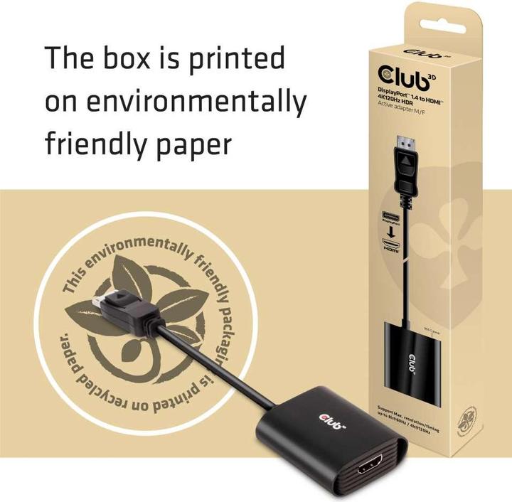 Produktbild Club 3D Adapter DP 1.4 auf HDMI 4K120Hz HDR Aktiver Adapter (HDMI, 6.20 cm)