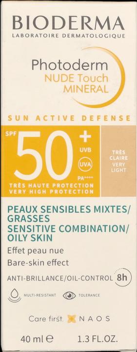 Immagine prodotto Bioderma Photoderm Nude Touch Mineral SPF50+ è molto chiaro (Crema solare viso, SPF 50, 40 ml)