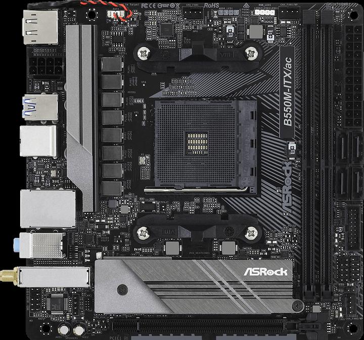 Productafbeelding AsRock B550M-ITX/ac (AM4, AMD B550, Mini-ITX)