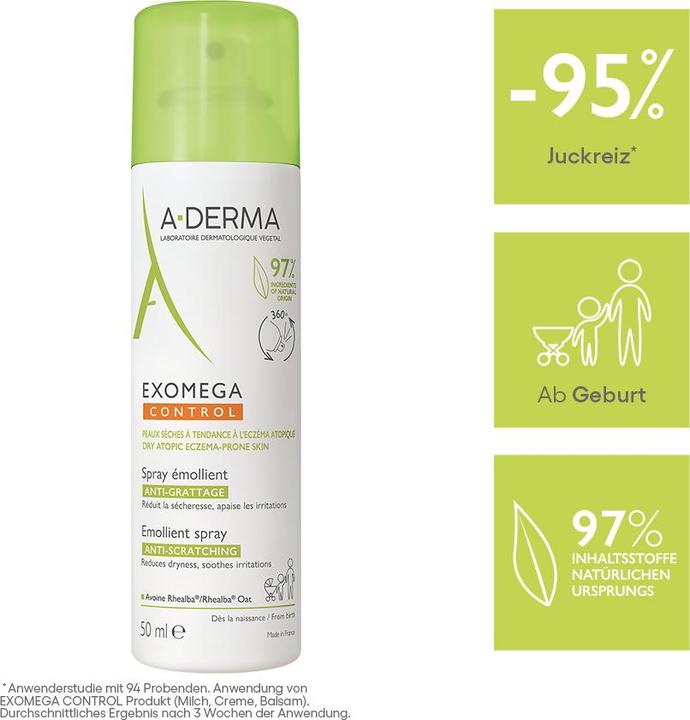 Immagine prodotto A-Derma Exomega Control Spray Emolliente Lenitivo per Pelle Secca e Atopica 50Ml (50 ml)